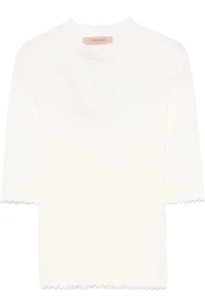 Twin-Set Truien, Dames, Wit, M, Polyester, Witte Trui Verhoog Garderobe Chic Stijl