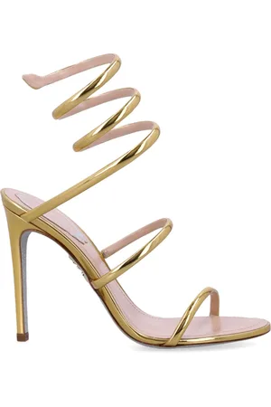 RENE CAOVILLA Schoenen, Dames, Geel, 36 EU, Leer, Gouden Gesloten Teen Sandaal Cleo