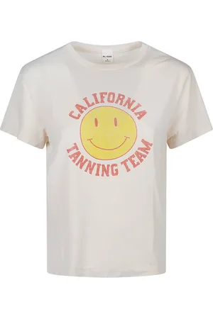 RE/DONE Tops, Dames, Wit, M, Tanning T-shirt Klassieke Stijl