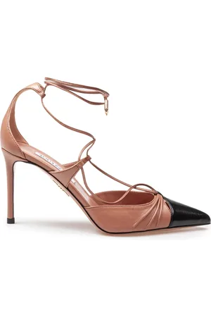 Aquazzura Schoenen, Dames, Roze, 37 EU, Leer, Roze/Zwarte leren puntige neus pumps