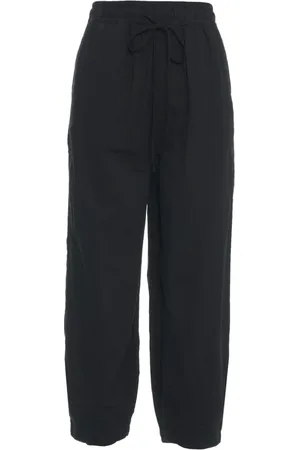 THOM KROM Broeken, Dames, Zwart, S, Linnen, Zwarte Linnen Elastische Taille Broek