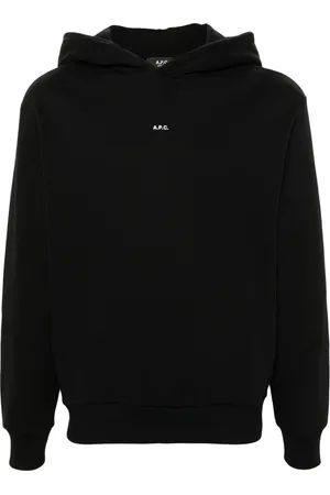 A.P.C. Sweatshirts & Hoodies, Heren, Zwart, M, Katoen, Micro Logo Print Hoodie