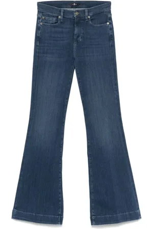 7 for all Mankind Jeans, Dames, Blauw, W25, Katoen, Tailorless Wide Leg Jeans