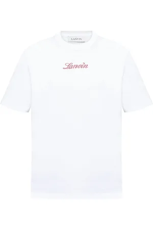 Lanvin Tops, Heren, Wit, XL, Katoen, Script Logo T-Shirt