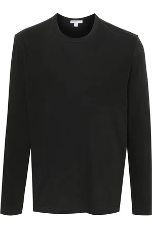 James Perse Tops, Heren, Grijs, M, Katoen, Pima Cotton Long Sleeve Crew T-Shirt