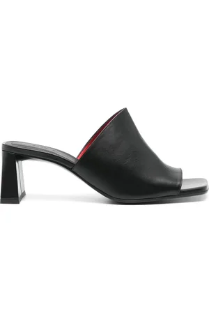 Plan C Schoenen, Dames, Zwart, 38 EU, Leren Muilezel Sandalen