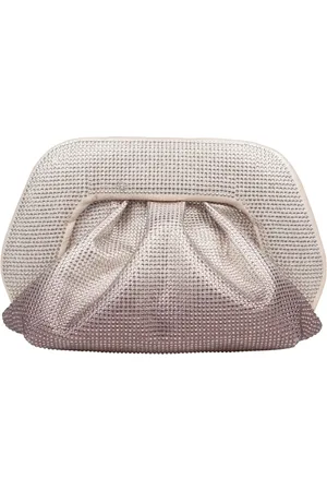 THEMOIRÈ Tassen, Dames, Grijs, ONE Size, Rhinestone Stoffen Clutch Tas