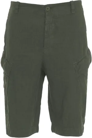 TRANSIT Korte broeken, Heren, Groen, S, Linnen, Groene Cargo Shorts Stijlvol en Praktisch