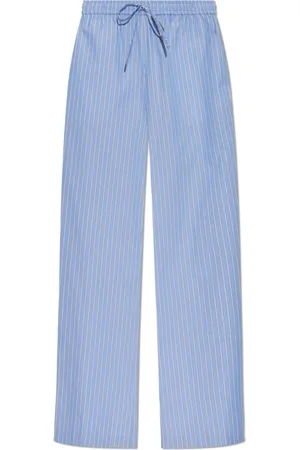 Marni Broeken, Dames, Blauw, S, Katoen, Katoenen broek met gestreept patroon