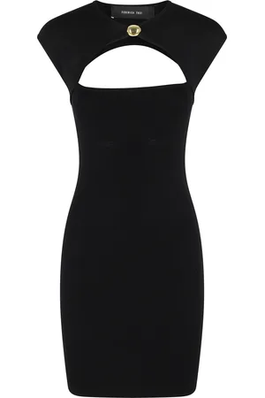 FEDERICA TOSI Kleedjes, Dames, Zwart, S, Stretch viscose sieraden