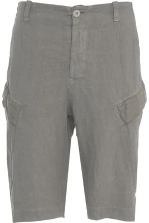 TRANSIT Korte broeken, Heren, Grijs, L, Linnen, Grijze Linnen Cargo Shorts
