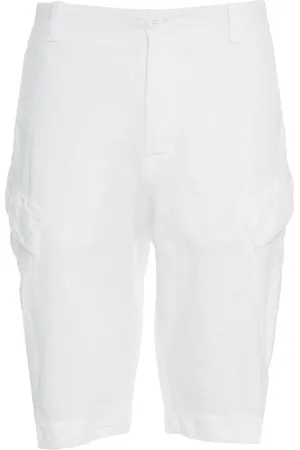 TRANSIT Korte broeken, Heren, Wit, M, Linnen, Stijlvolle witte linnen cargoshorts