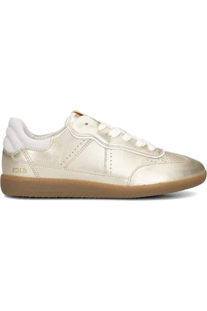 Fred de la Bretoniere Schoenen, Dames, Geel, 38 EU, Gouden Parel Leren Sneakers