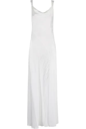 Alberta Ferretti Kleedjes, Dames, Wit, S, Satin Jurk