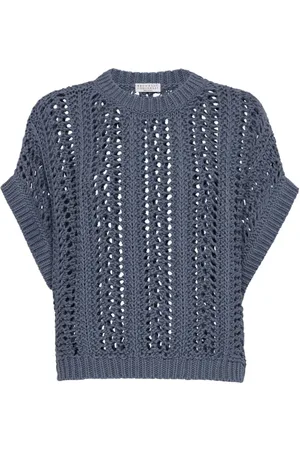 Brunello Cucinelli Truien, Dames, Blauw, XS, Blauwe Avion Sweater
