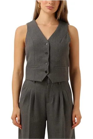 NOTRE-V Jassen, Dames, Grijs, XL, Grijze Elegante Gilet voor Vrouwen