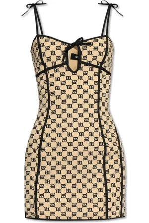 MISBHV Kleedjes, Dames, , M, Leer, Jurk met bandjes en monogram