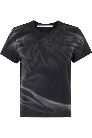 Alexander Wang Tops, Dames, Zwart, S, Krimpende Jersey T-shirt