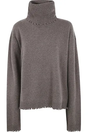 UMA WANG Truien, Dames, Bruin, M, Stijlvolle High Neck Top