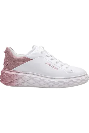 Jimmy Choo Schoenen, Dames, Wit, 38 EU, Leer, Witte Leren Glitter Sneakers
