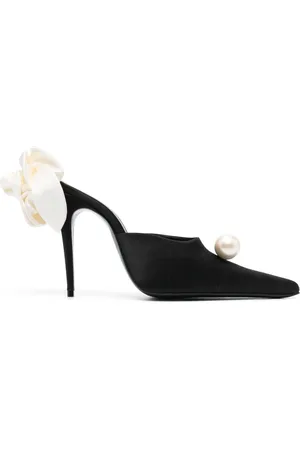 MAGDA BUTRYM Schoenen, Dames, Zwart, 38 EU, Satin Bloemenhak Muiltjes Schoenen