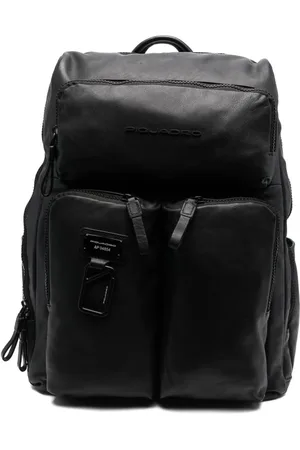 Piquadro Tassen, unisex, Zwart, ONE Size, Leer, Zwarte leren en stoffen laptoptas