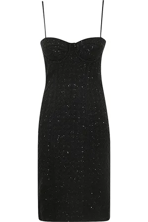 ROTATE Kleedjes, Dames, Zwart, M, Midi Bouclé Jurk