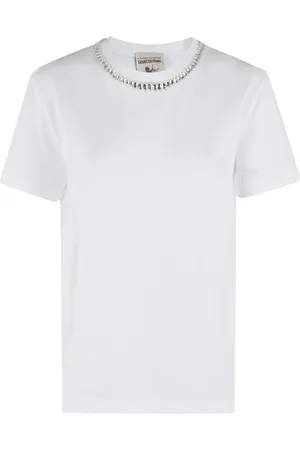 SEMICOUTURE Tops, Dames, Wit, M, Katoen, Casual Katoenen T-shirt