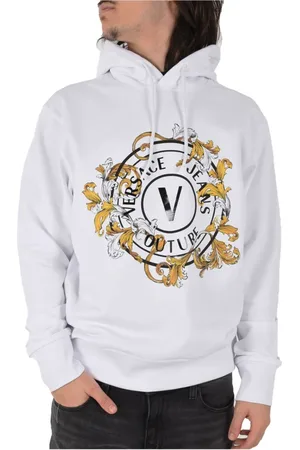 VERSACE Sweatshirts & Hoodies, Heren, Wit, L, Katoen, Logo Sweatshirt Regular Hoodie Lange Mouw