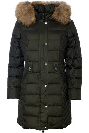 Danwear Jassen, Dames, Groen, 3Xl, Luxe donsjack met wasbeer bont