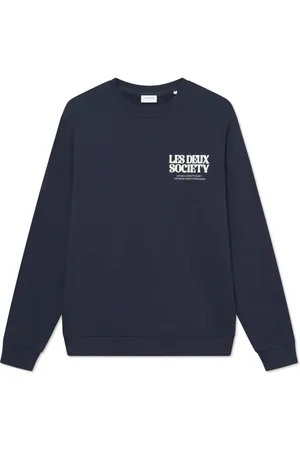Les Deux Sweatshirts & Hoodies, Heren, Blauw, S, Katoen, Society katoenen sweatshirt