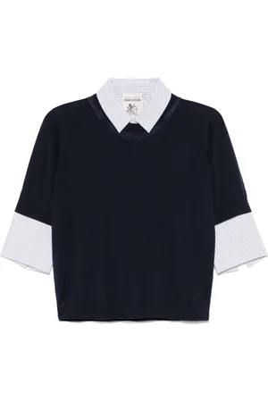SEMICOUTURE Truien, Dames, Blauw, L, Wol, Blauwe Wollen Trui Damesmode