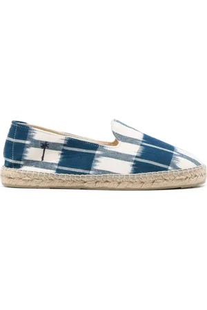 MANEBI Schoenen, Heren, Blauw, 44 EU, Katoen, Geverfde Katoenen Platte Espadrilles