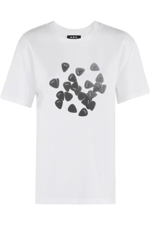 A.P.C. Tops, Dames, Wit, M, Katoen, Muziek T-shirt