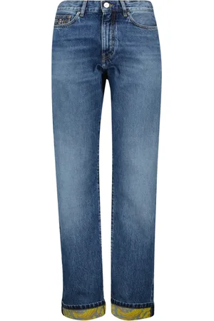 VERSACE Jeans, Heren, Blauw, W33, Katoen, Barocco Straight Jeans Lente-Zomer 2025