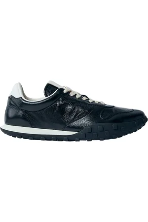Jil Sander Schoenen, Dames, Zwart, 40 EU, Leer, Leren Low-Top Sneakers met Logo Motief