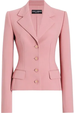 Dolce & Gabbana Jassen, Dames, Roze, XS, Satijn, Roze Zijden Satijnen Jassen met Canneté-bedekte knopen