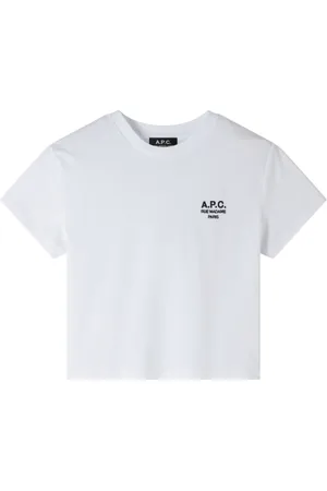 A.P.C. Tops, Dames, Wit, S, Katoen, Navy Blauw Organisch Katoenen T-shirt