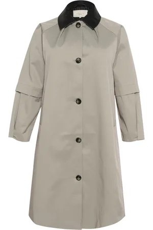 Kaffe Mantels, Dames, Grijs, 5Xl, Elegante Trenchcoat Jas Elephant Skin