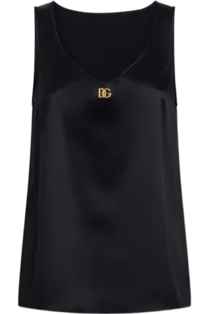 Dolce & Gabbana Tops, Dames, Zwart, M, Stijlvolle Zijden Top voor Vrouwen