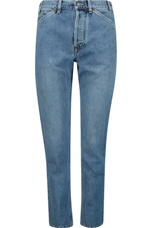 Moschino Jeans, Dames, Blauw, S, Katoen, Hoge taille lichtblauwe rechte jeans