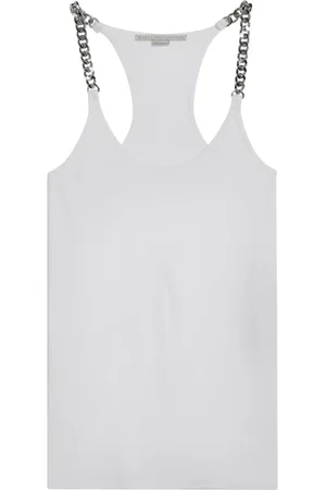 Stella McCartney Tops, Dames, Wit, S, Katoen, Mouwloze Top in Trendy Stijl