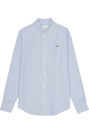NN.07 Overhemden, Heren, Blauw, 2Xl, Katoen, Blauw Gestreept Oxford Overhemd