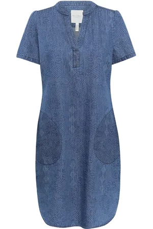 Part Two Kleedjes, Dames, Blauw, M, Denim, Blauwe denim jurk met korte mouwen