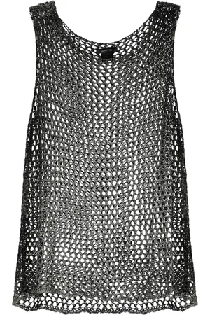 AVANT TOI Tops, Dames, Grijs, S, Grijze Netpatroon Mouwloze Top