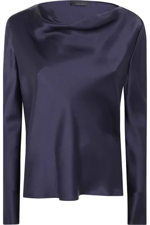 Alberta Ferretti Tops, Dames, Blauw, S, Satijn, Satijnen Blouse