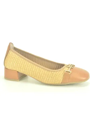 Hispanitas Schoenen, Dames, Bruin, 37 EU, Raffia Pump met Camel Detail