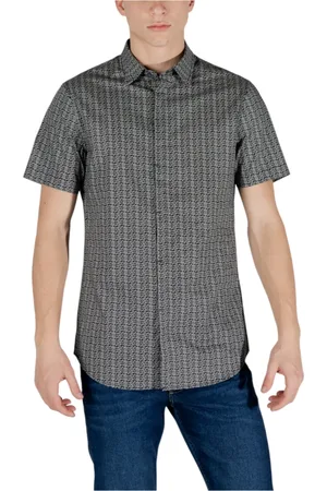 Armani Exchange Overhemden, Heren, Zwart, M, Katoen, Korte mouwen overhemd Lente/Zomer Collectie
