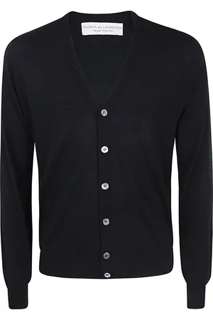 FILIPPO DE LAURENTIIS Truien, Heren, Zwart, L, Merino Cardigan Sweater