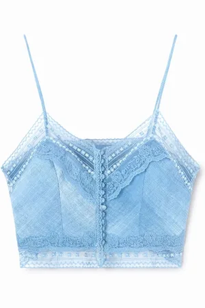 ERMANNO SCERVINO Tops, Dames, Blauw, XS, Katoen, Stijlvolle Top met Uniek Design
